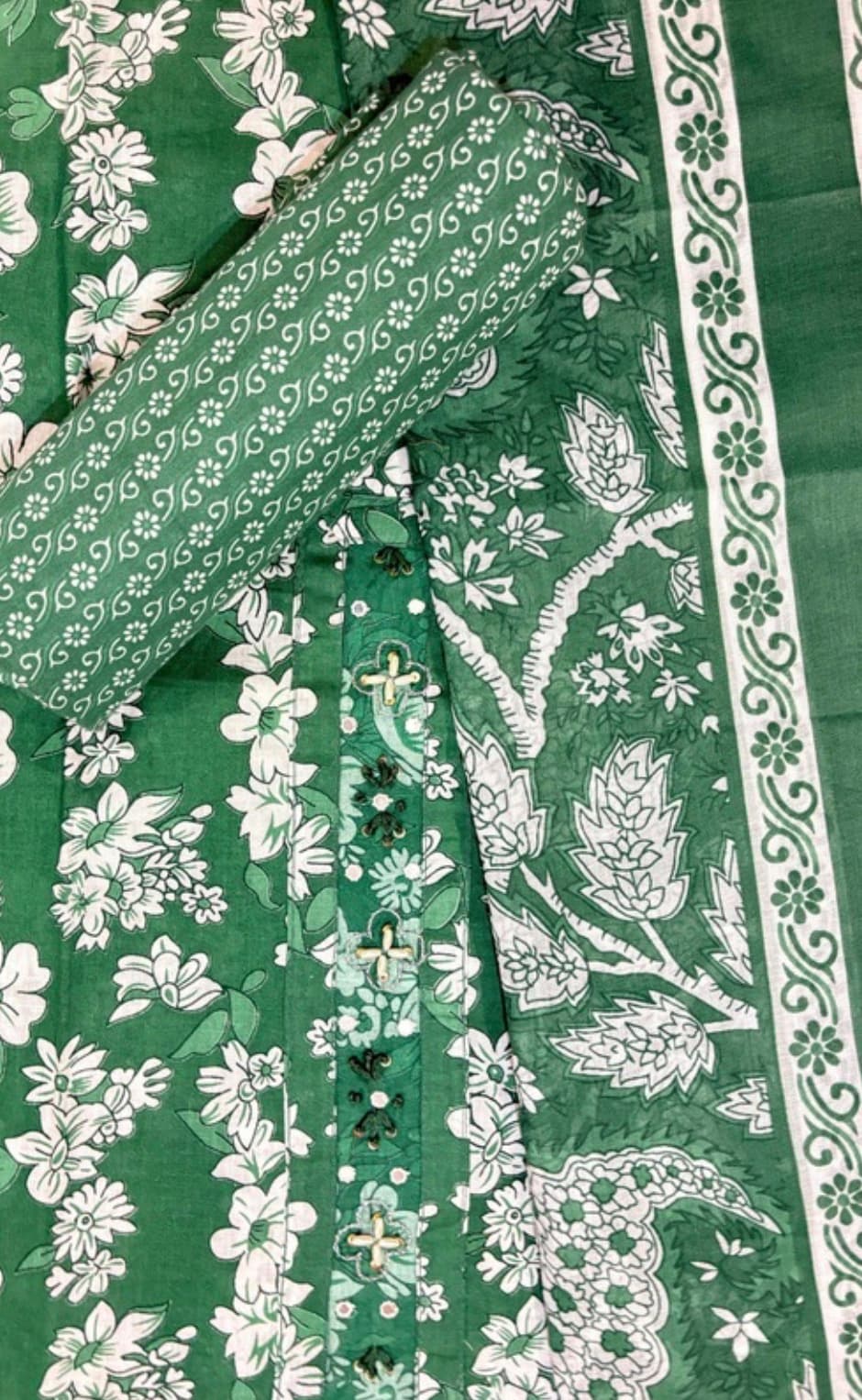 Green Cotton Suit Set 03D