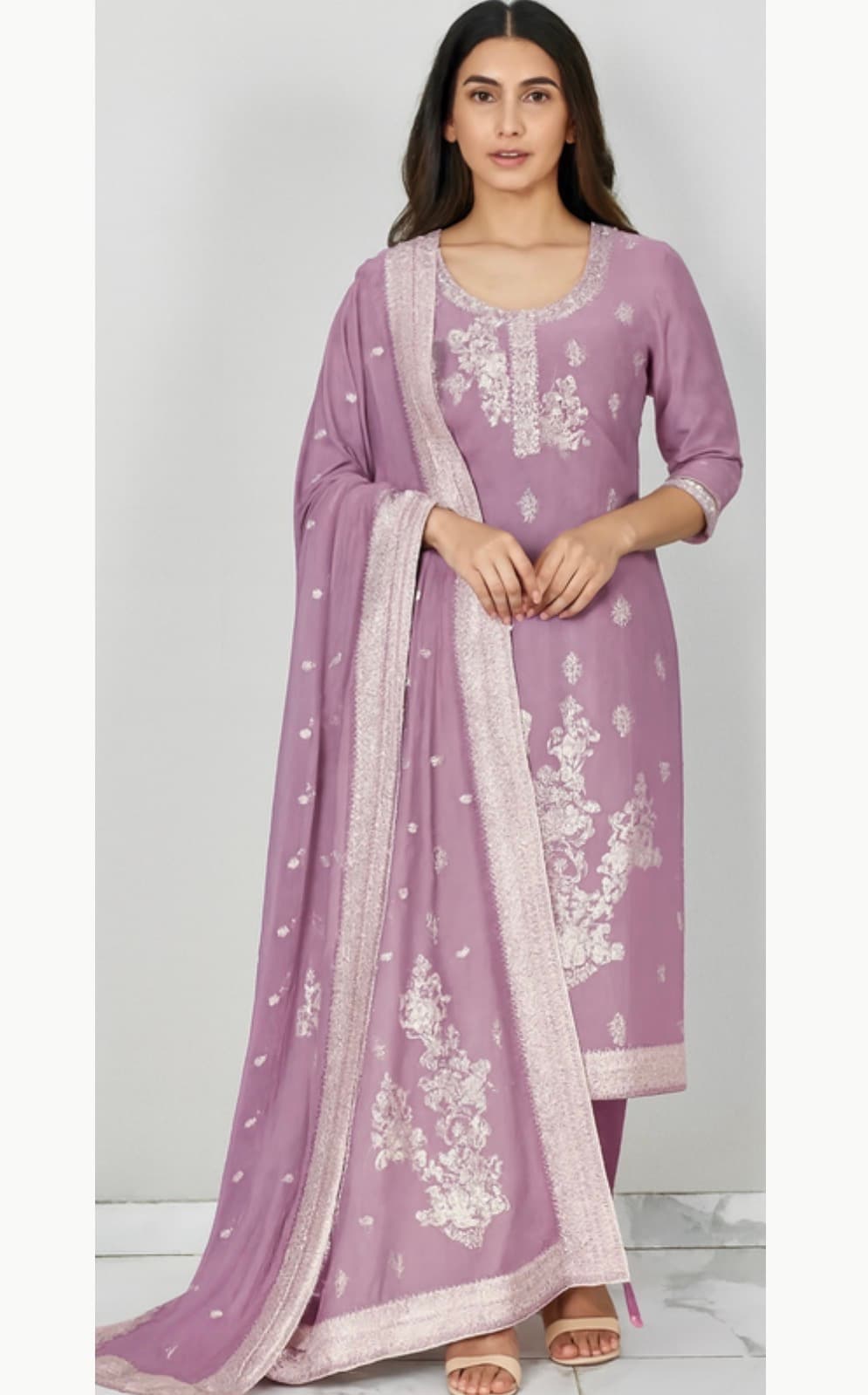 Lavender Silk suit set 09A