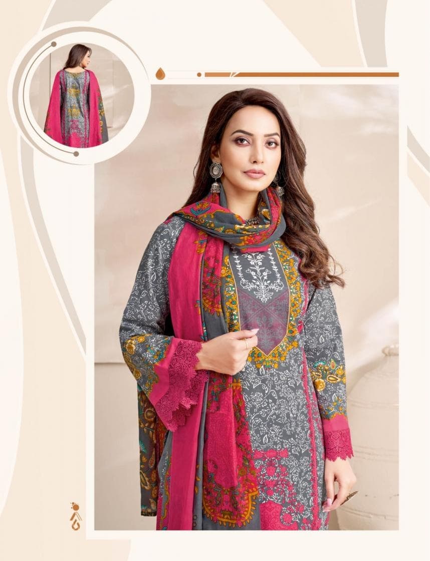 Grey Pink Cotton Suit Set 10B