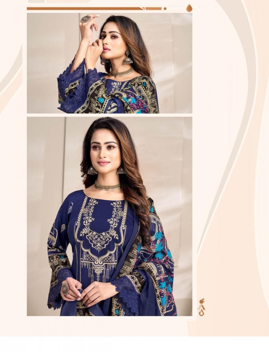 Navy Blue Cotton Suit Set 10C