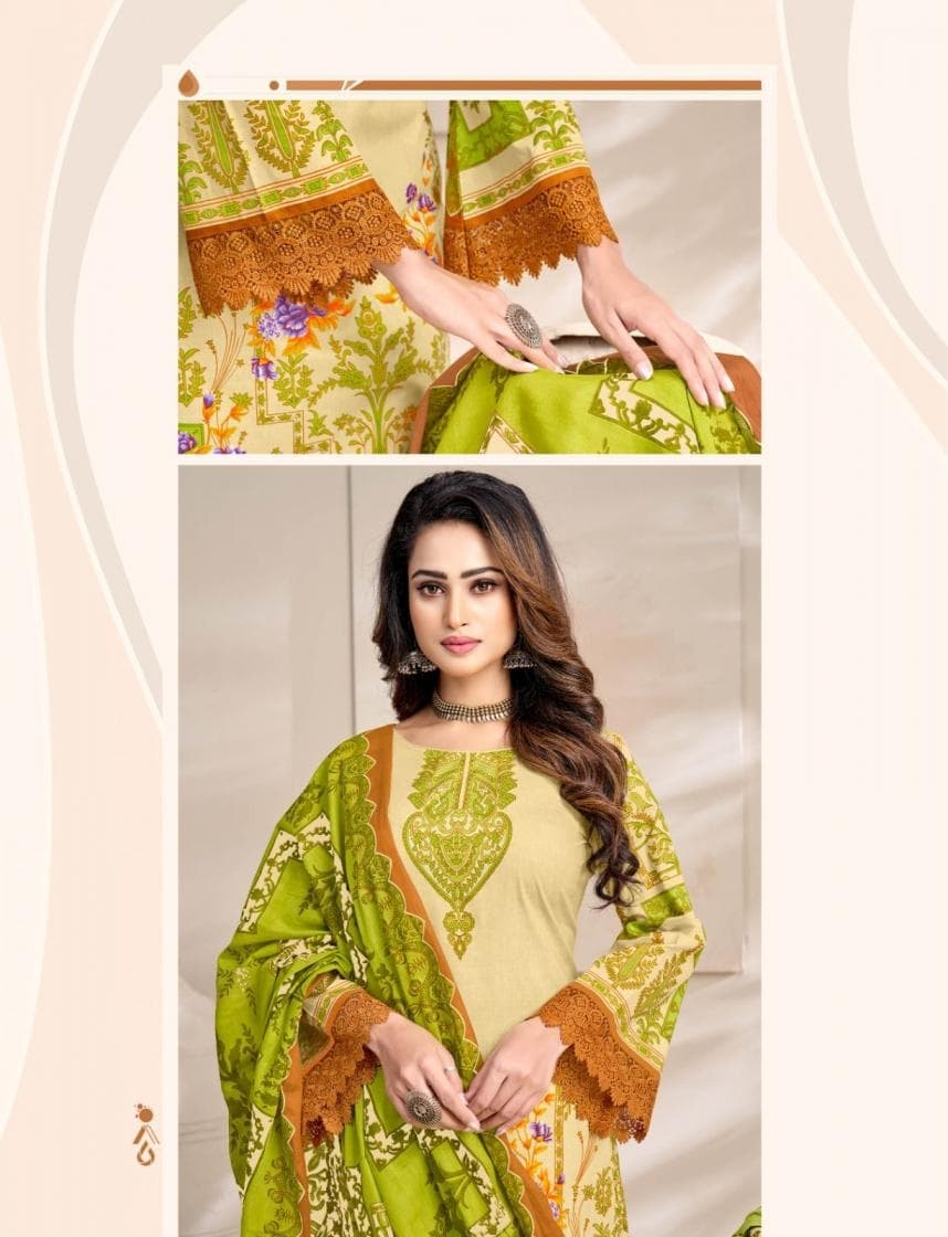 Yellow Green Cotton Suit Set 10D